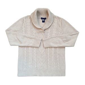 Cable Knit Cotton Chunky Sweater Cream size Small